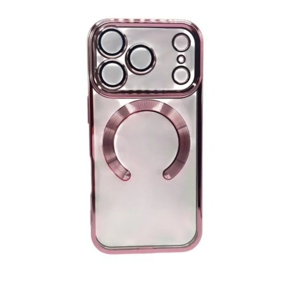 iPhone 17 Pro Clear Protective Case Pink Metallic Trim NEW - Picture 1 of 9